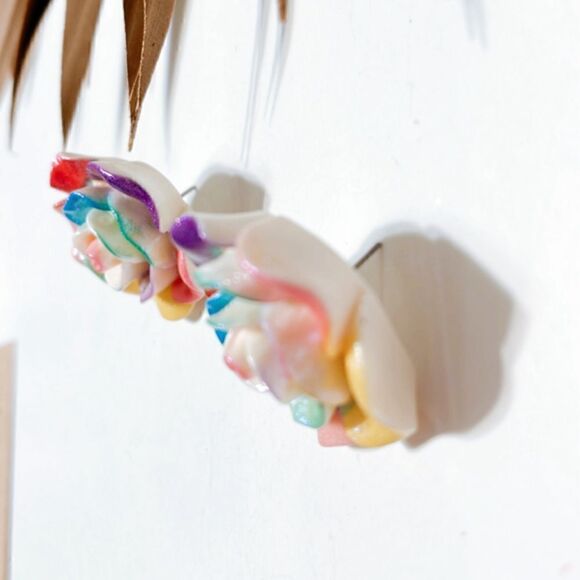 Rainbow Flower earrings S458 - Picture 2 of 3